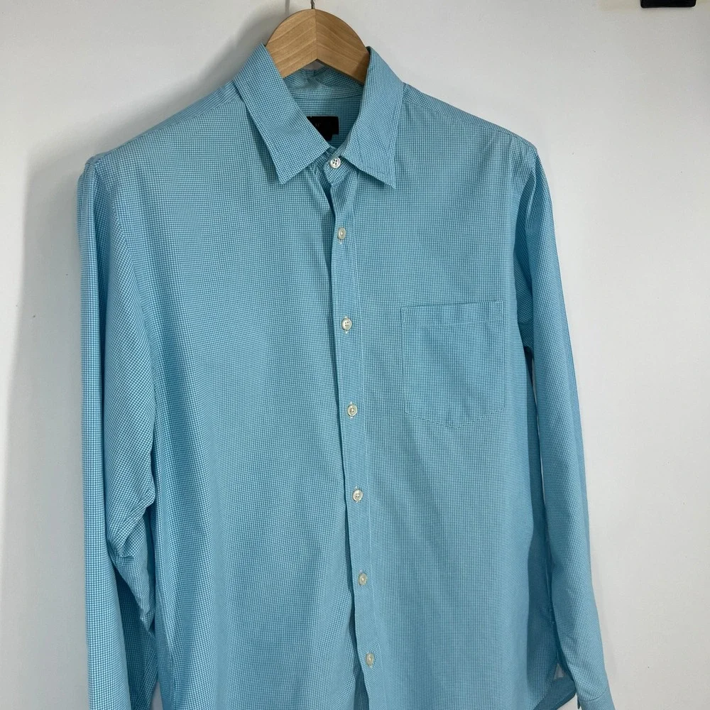 J.‎ Crew Mens Gingham Check Long Sleeve Button Up Shirt M Blue White Casual